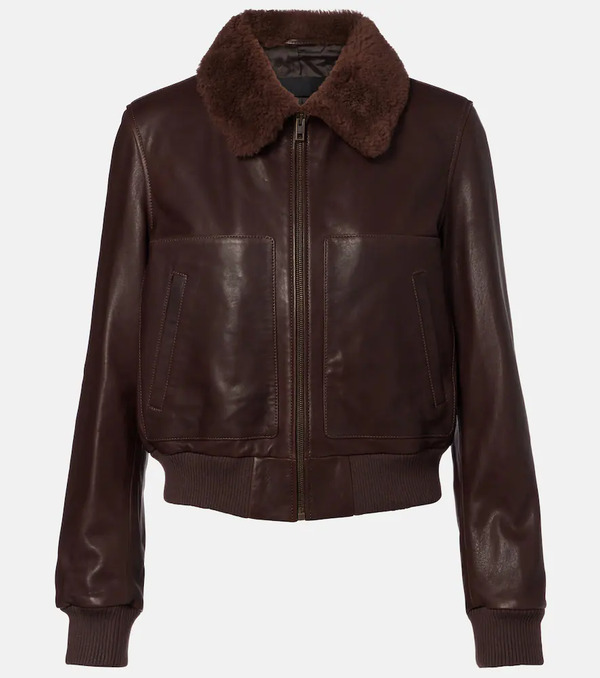  Nili Lotan Nili Lotan Shearling-trimmed Leather Jacket 