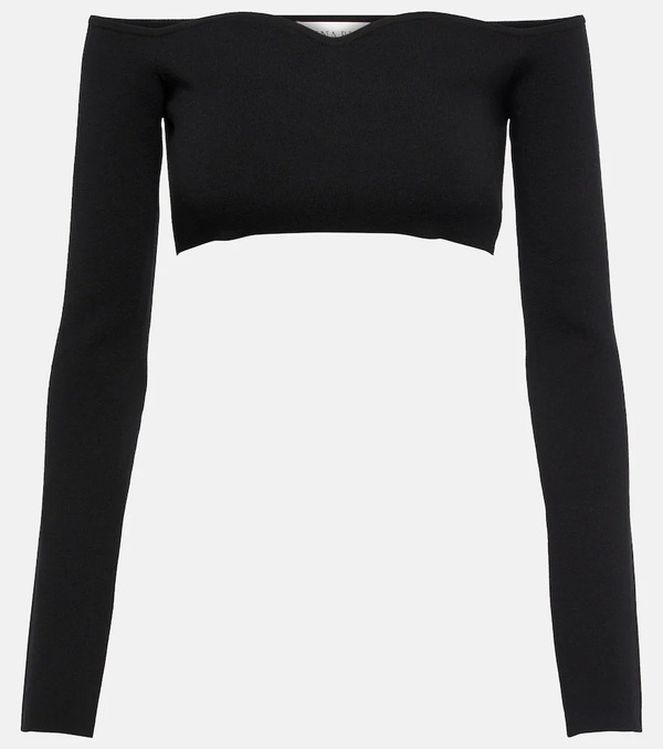  Nina Ricci Nina Ricci Off-shoulder Wool-blend Crop Top 
