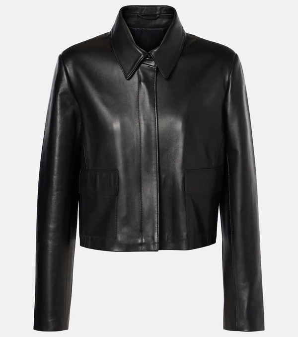  Nour Hammour Nour Hammour Bleeker Cropped Leather Jacket 