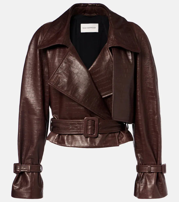  Nour Hammour Nour Hammour Hatti Croc-effect Leather Jacket 