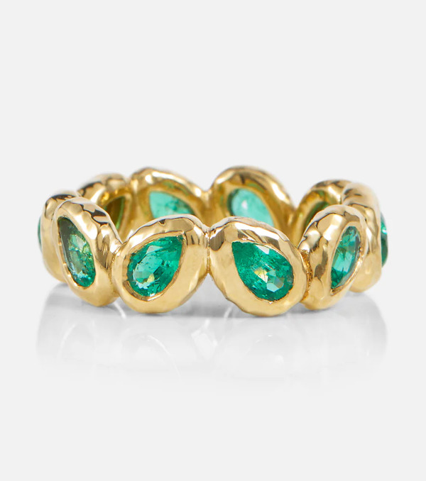  Octavia Elizabeth Octavia Elizabeth Nesting Gem 18kt Gold Eternity Ring With Emeralds 