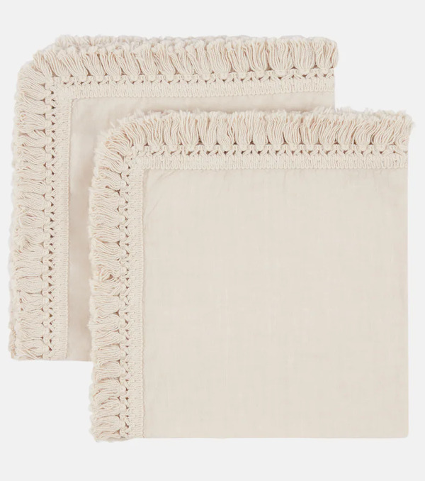  Once Milano Once Milano Set Of Two Fringed Napkins 