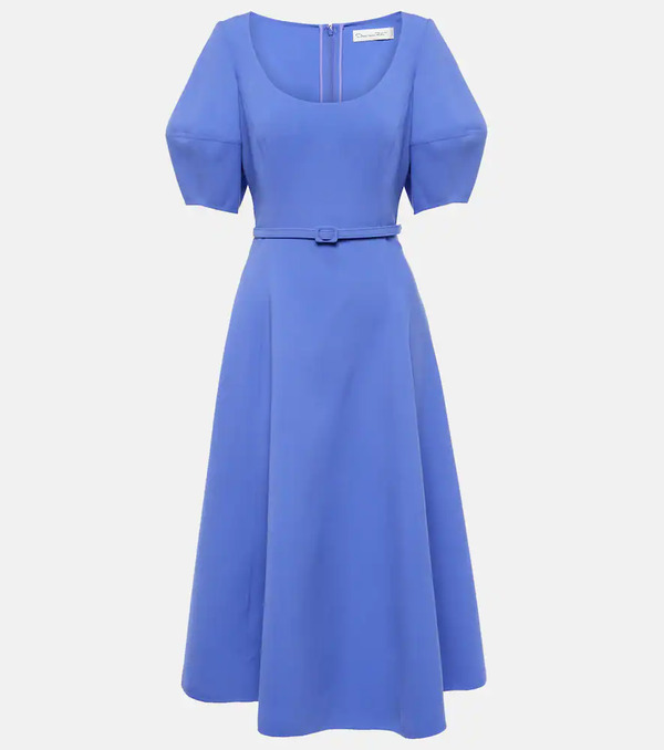  Oscar De La Renta Oscar De La Renta Puff-sleeve Wool-blend Midi Dress 