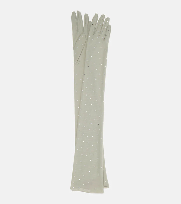  Oseree Oseree Crystal-embellished Mesh Gloves 