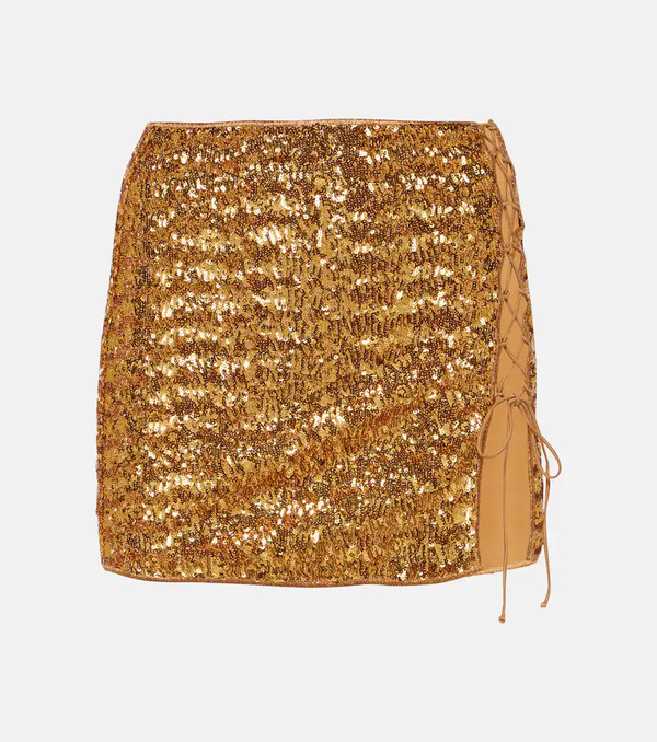  Oseree Oseree Feather-trimmed Sequined Miniskirt 