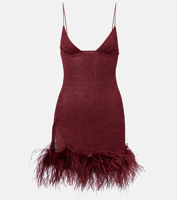  Oseree Oseree Lumiere Feather-trimmed Minidress 