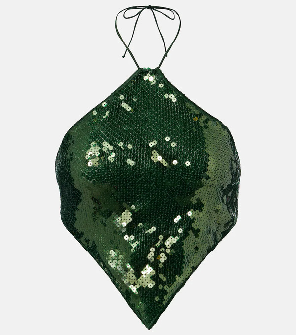  Oseree Oseree Marylin Sequined Halterneck Crop Top 