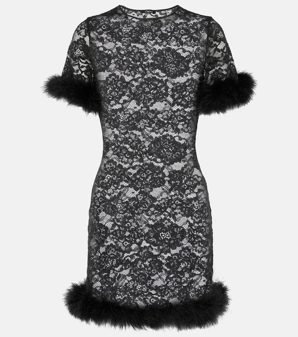  Oseree Oseree O-lover Feather-trimmed Minidress 