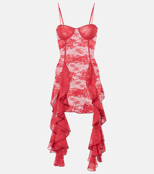  Oseree Oseree Ruffled Lace Bustier Dress 