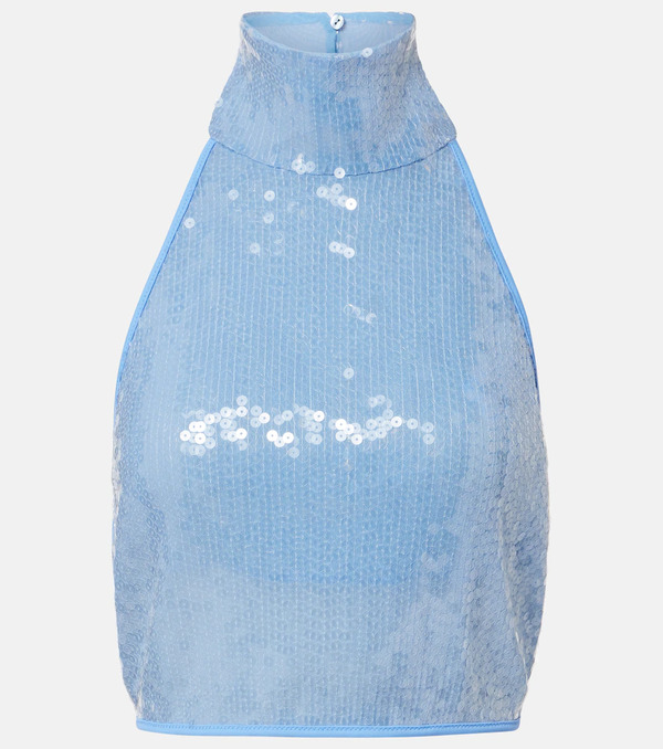  Oseree Oseree Sequined Halterneck Crop Top 