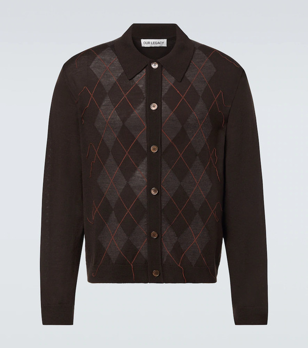  Our Legacy Our Legacy Evening Argyle Wool Cardigan 