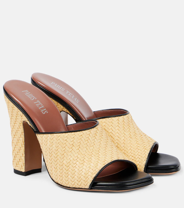  Paris Texas Paris Texas Ava 100 Raffia And Leather Mules 