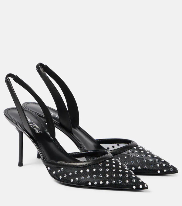  Paris Texas Paris Texas Lidia 70 Embellished Mesh Slingback Pumps 