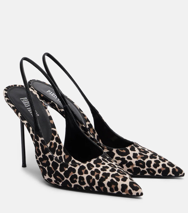  Paris Texas Paris Texas Lidia Leopard-print Canvas Slingback Pumps 