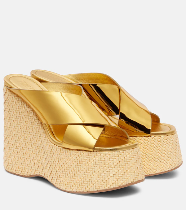  Paris Texas Paris Texas Mara Metallic Leather Wedge Mules 