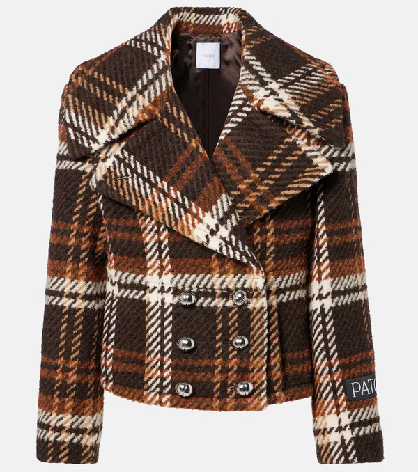  Patou Patou Checked Double-breasted Wool-blend Jacket 