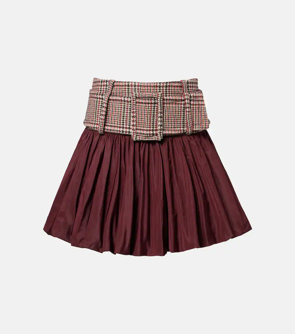  Patou Patou Checked Ruched Virgin Wool Miniskirt 