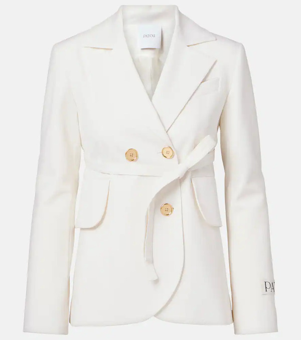  Patou Patou Double-breasted Belted Wool-blend Blazer 