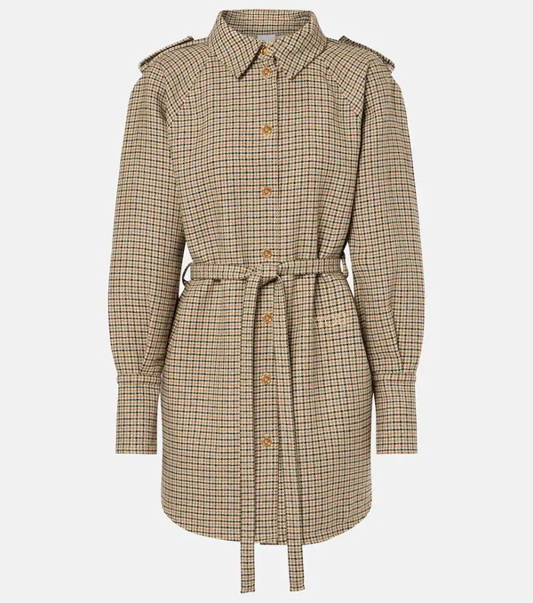  Patou Patou Houndstooth Flannel Shirt Dress 