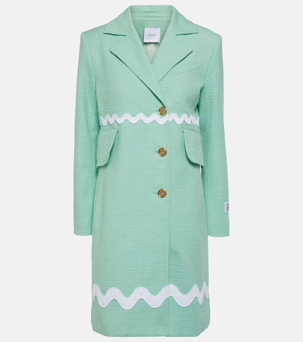  Patou Patou Single-breasted Cotton-blend Tweed Coat 