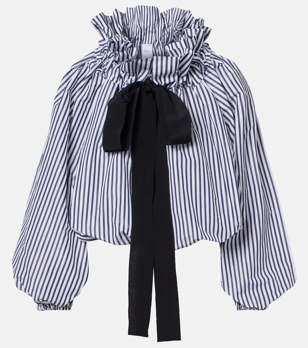  Patou Patou Striped Gathered Blouse 