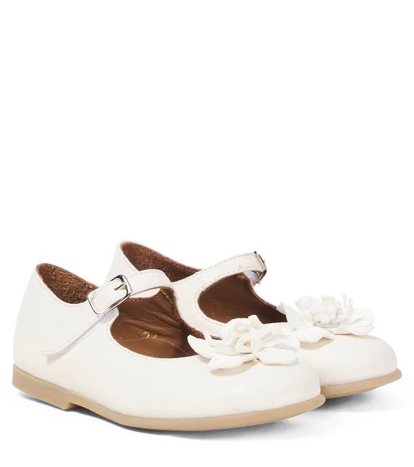  Pepe Pepe Floral-applique Leather Ballet Flats 