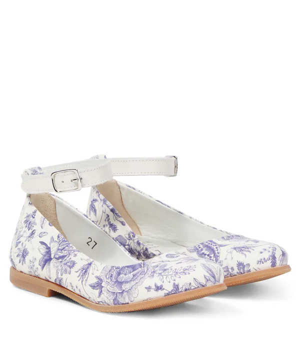  Pepe Pepe Floral Leather Ballet Flats 