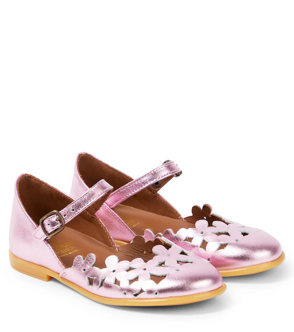  Pepe Pepe Floral Metallic Leather Sandals 