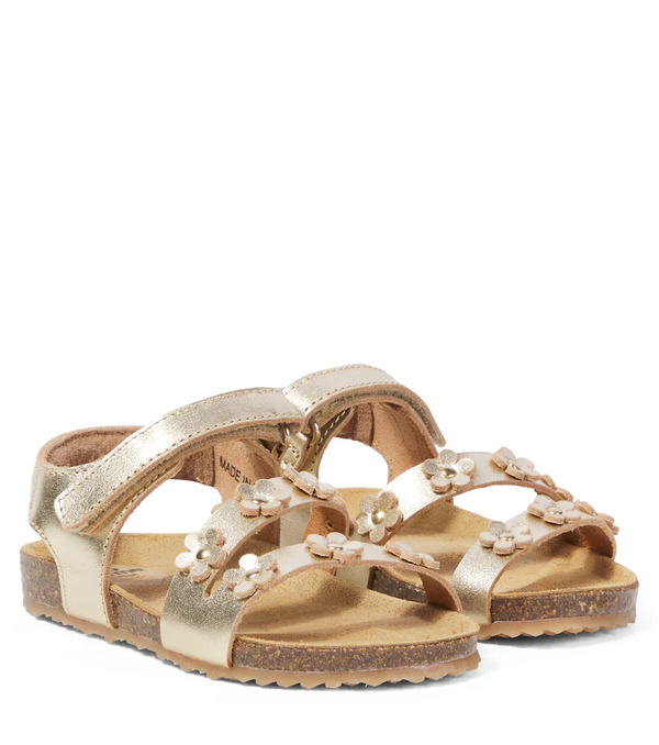  Pepe Pepe Floral Metallic Leather Sandals 