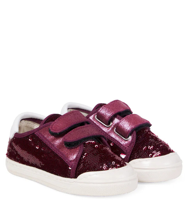  Pepe Pepe Sequined Leather-trimmed Sneakers 