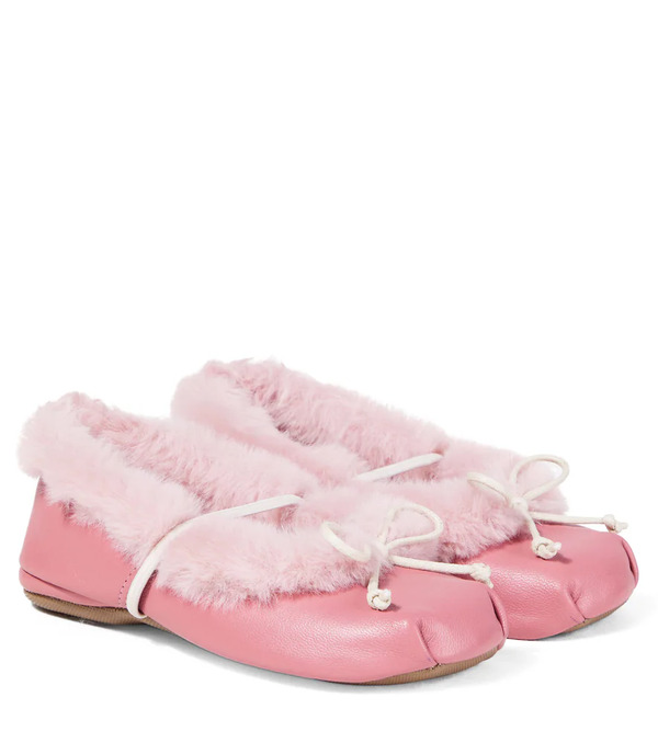  Pepe Pepe Shearling-trimmed Leather Ballet Flats 