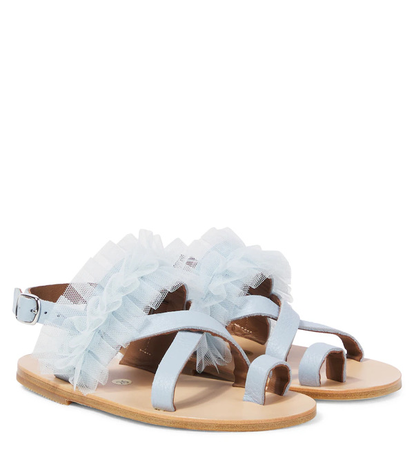  Pepe Pepe Tulle-trimmed Leather Snadals 