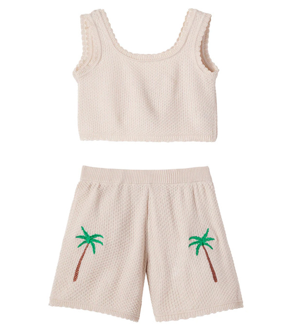  Pepita&me Pepita&me Embroidered Cotton-blend Top And Shorts Set 