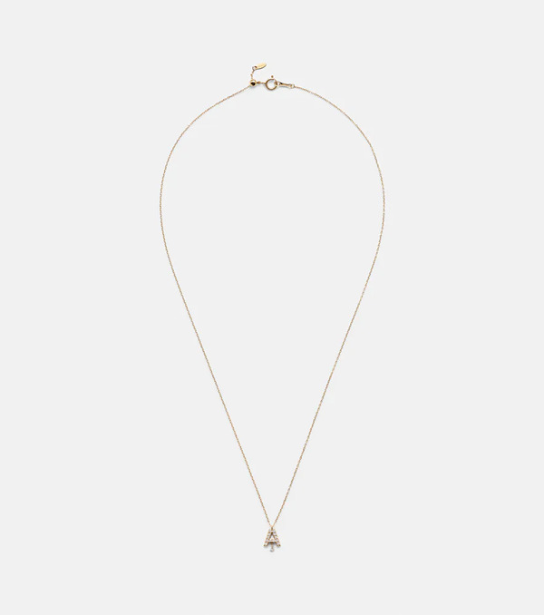  Persee Persee Alphabet A 18kt Gold Necklace With Diamonds 