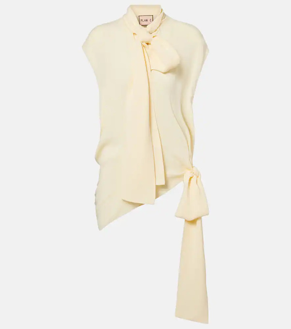  Plan C Plan C Asymmetric Tie-neck Blouse 