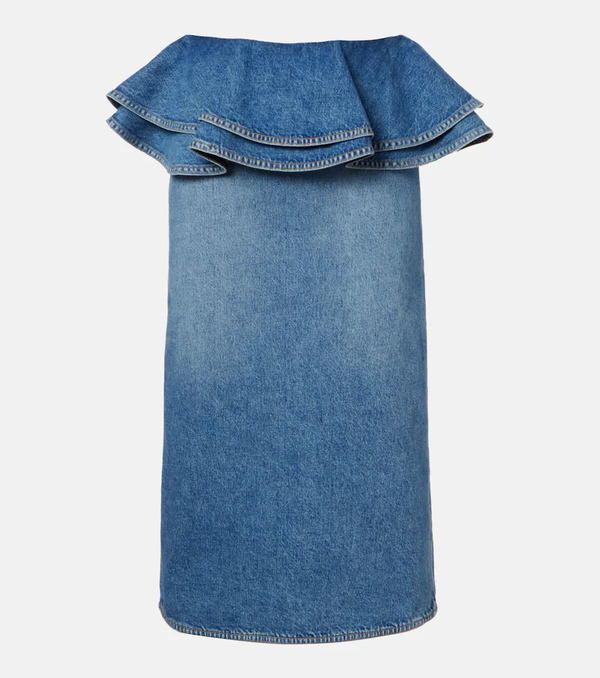  Plan C Plan C Peplum Denim Midi Skirt 