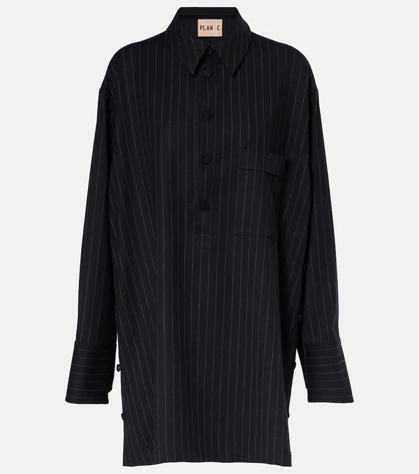  Plan C Plan C Pinstripe Wool-blend Shirt 