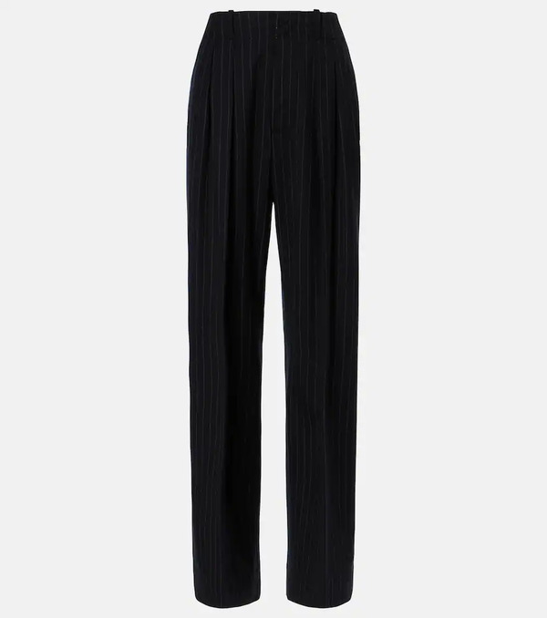  Plan C Plan C Pinstripe Wool-blend Wide-leg Pants 