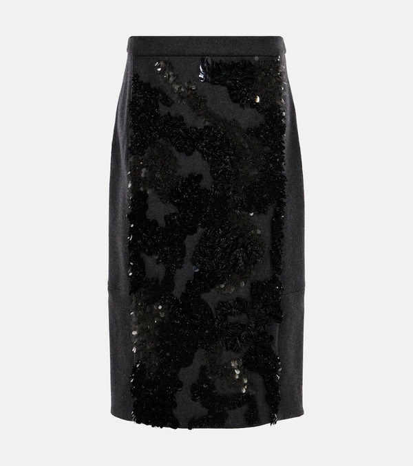 Plan C Plan C Sequined Wool-blend Midi Skirt 
