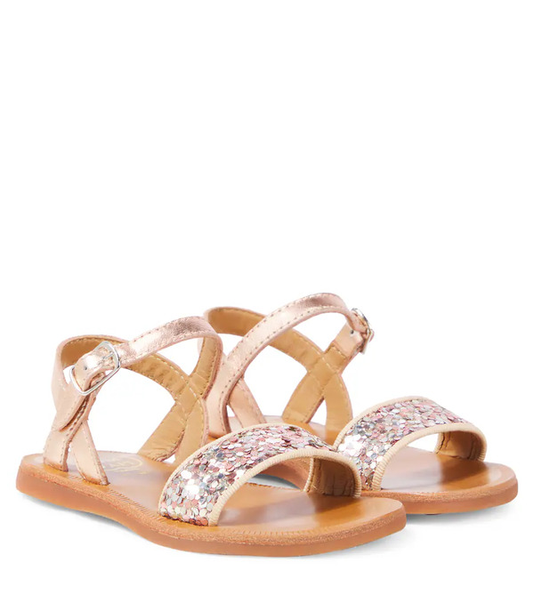  Pom D'api Pom D'api Plagette Glitter Leather Sandals 