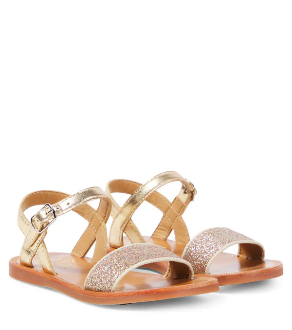  Pom D'api Pom D'api Plagette Glitter Leather Sandals 