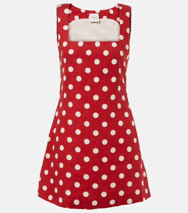  Posse Posse Alice Polka-dot Linen Minidress 