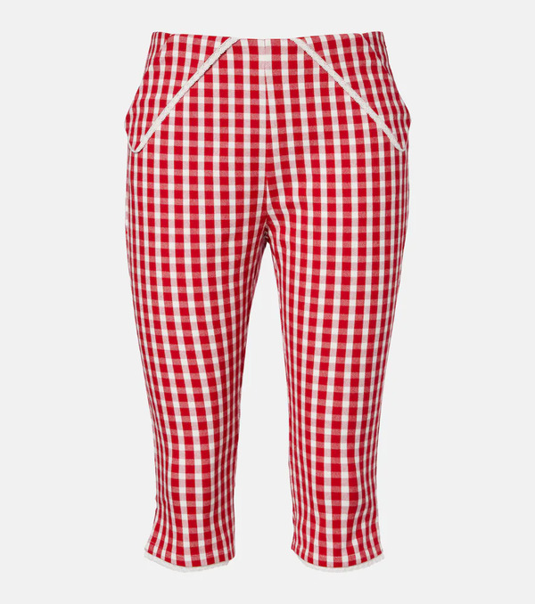  Posse Posse Ebony Gingham Lace-trimmed Cotton-blend Capri Pants 