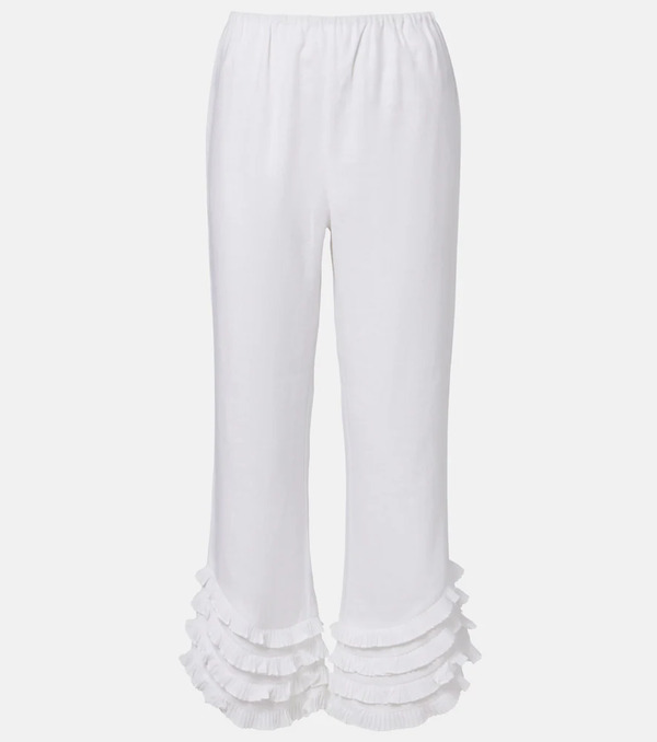 Posse Posse Florence Ruffled Linen Wide-leg Pants 