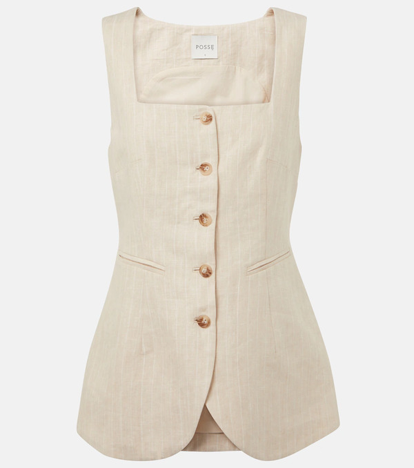  Posse Posse Lucille Pinstripe Linen Vest 