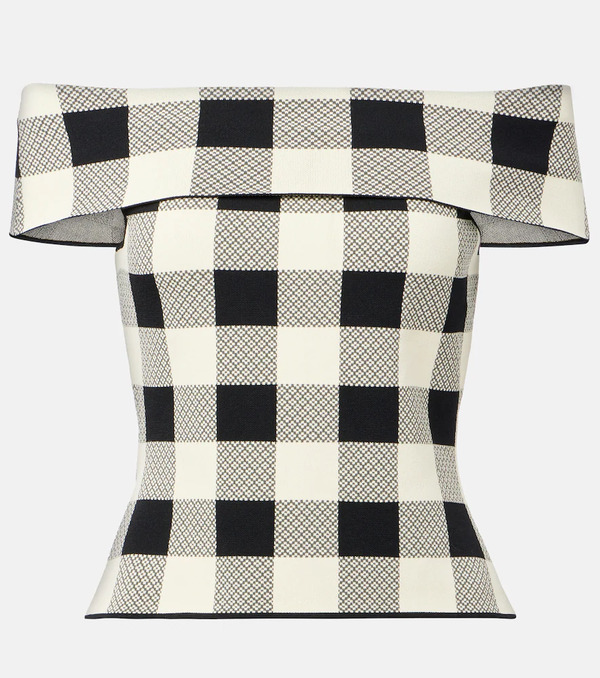  Posse Posse Pippa Checked Off-shoulder Top 