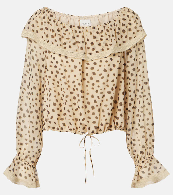  Posse Posse Priscilla Leopard-print Silk Blouse 