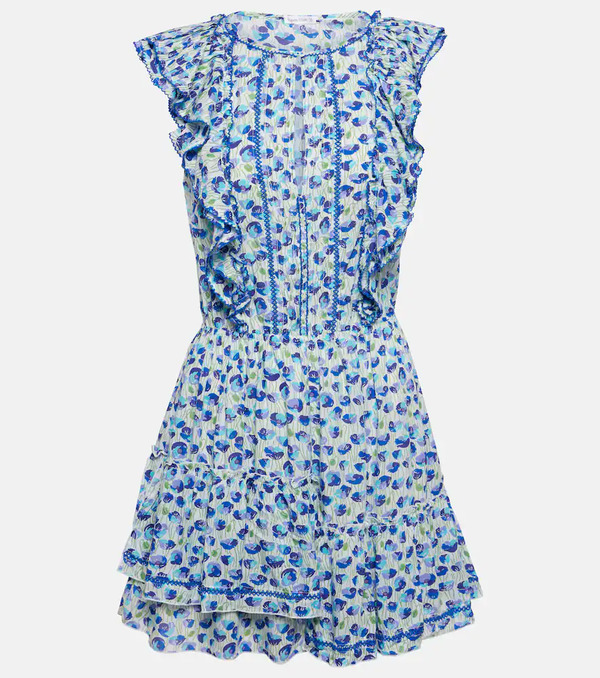  Poupette St Barth Poupette St Barth Bambi Printed Ruffled Minidress 