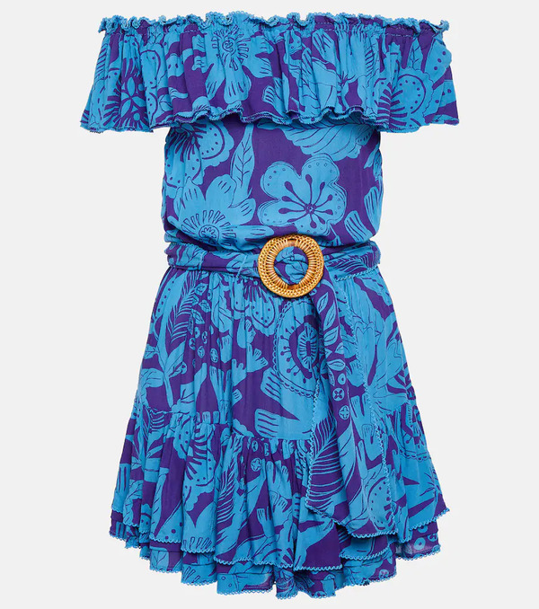  Poupette St Barth Poupette St Barth Bella Printed Off-shoulder Minidress 