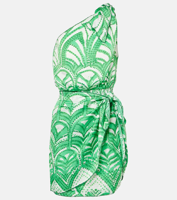  Poupette St Barth Poupette St Barth Celie Printed One-shoulder Minidress 
